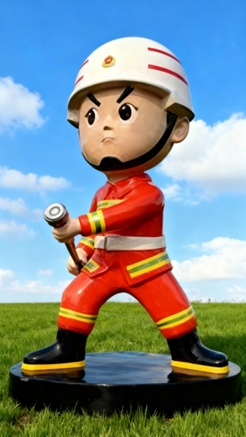 玻璃鋼卡通消防員雕塑 (8)
