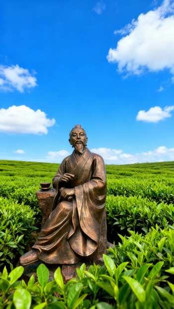 玻璃鋼仿紫銅陸羽雕塑