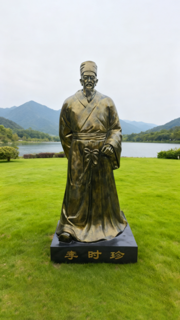 玻璃鋼仿銅十大名醫(yī)之李時(shí)珍雕塑 (8)