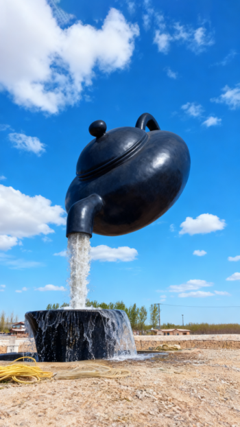 玻璃鋼懸空流水天壺茶壺景觀雕塑 (3)