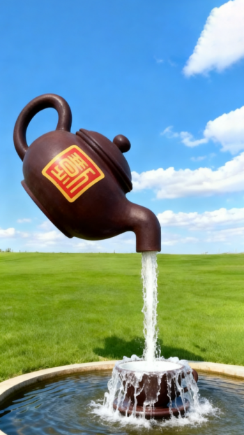 玻璃鋼懸空流水天壺茶壺景觀雕塑 (12)