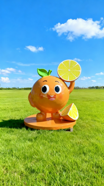 玻璃鋼卡通橙子雕塑 (7)