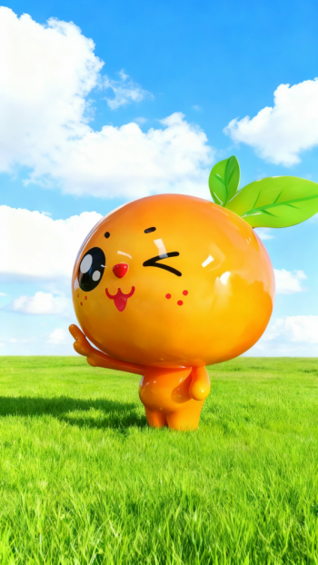 玻璃鋼卡通橙子雕塑 (9)