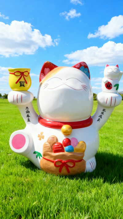 玻璃鋼招財貓雕塑 (6)