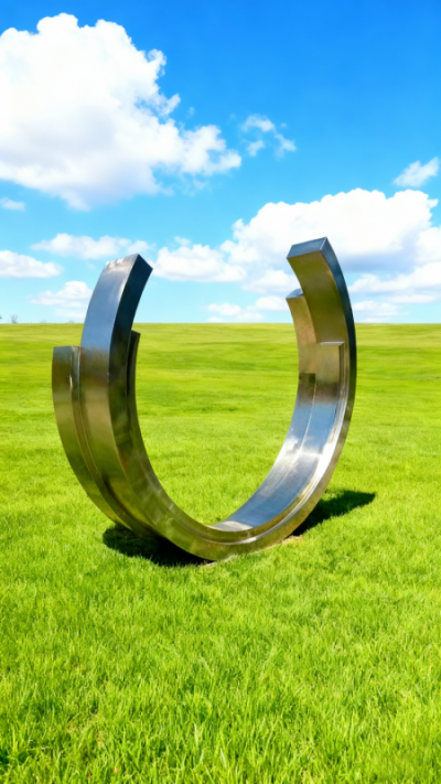 鏡面不銹鋼C型圓環(huán)雕塑