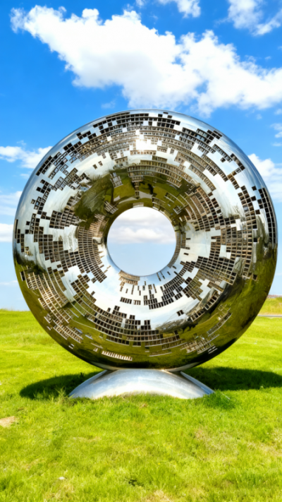 鏤空不銹鋼鏡面圓環(huán)雕塑