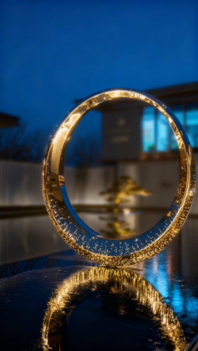 鏤空不銹鋼發(fā)光圓環(huán)雕塑