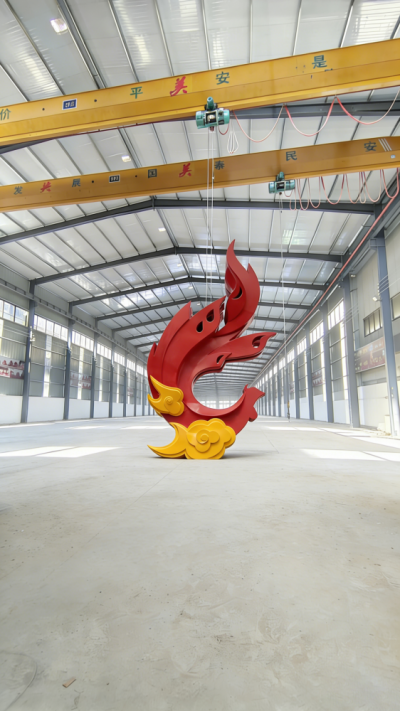 抽象不銹鋼鳳凰雕塑 (4)