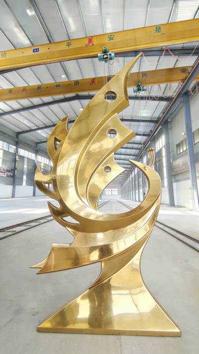 抽象不銹鋼鳳凰雕塑 (7)