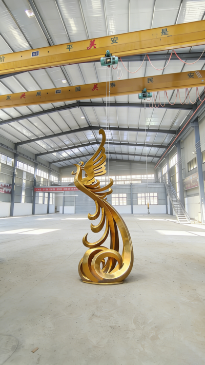 抽象不銹鋼鳳凰雕塑 (9)