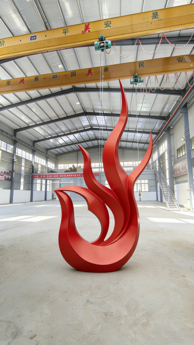 抽象不銹鋼鳳凰雕塑 (11)
