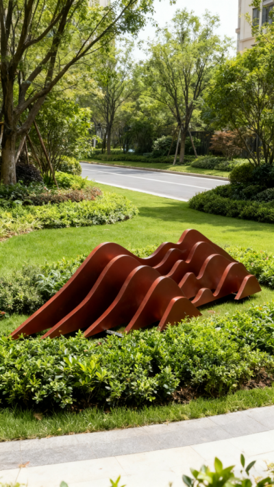 不銹鋼噴漆抽象假山雕塑擺件