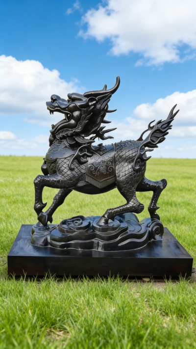 鑄銅麒麟銅雕塑 (3)