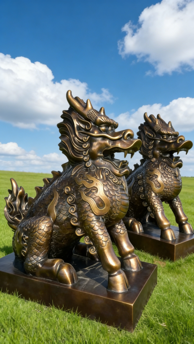 鑄銅麒麟銅雕塑 (9)