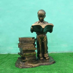 讀書男孩 玻璃鋼仿銅校園擺件