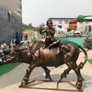 牧童騎牛 玻璃鋼仿銅