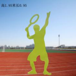 綠色打羽毛球左 鐵藝剪影運動人物