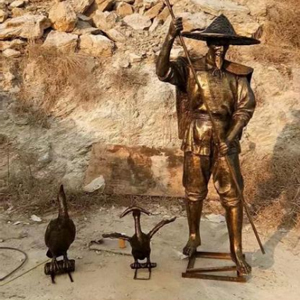 民俗生活人物漁夫 玻璃鋼仿銅