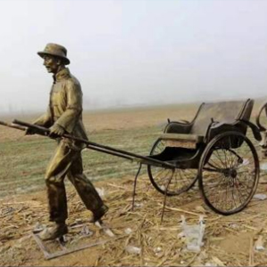 仿銅拉黃包車(chē) 民俗生活人物 玻璃鋼