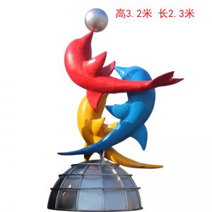 玻璃鋼噴漆海豚三只