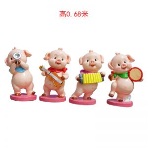 玻璃鋼卡通音樂小豬