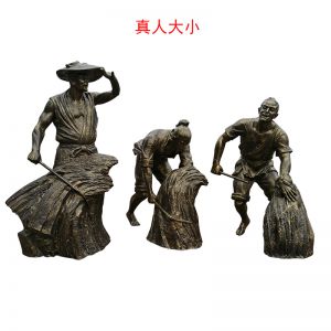 農(nóng)耕割麥人物玻璃鋼仿銅