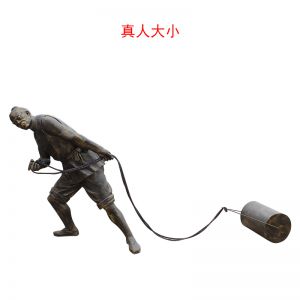 農(nóng)耕拉溜柱人物 玻璃鋼雕塑